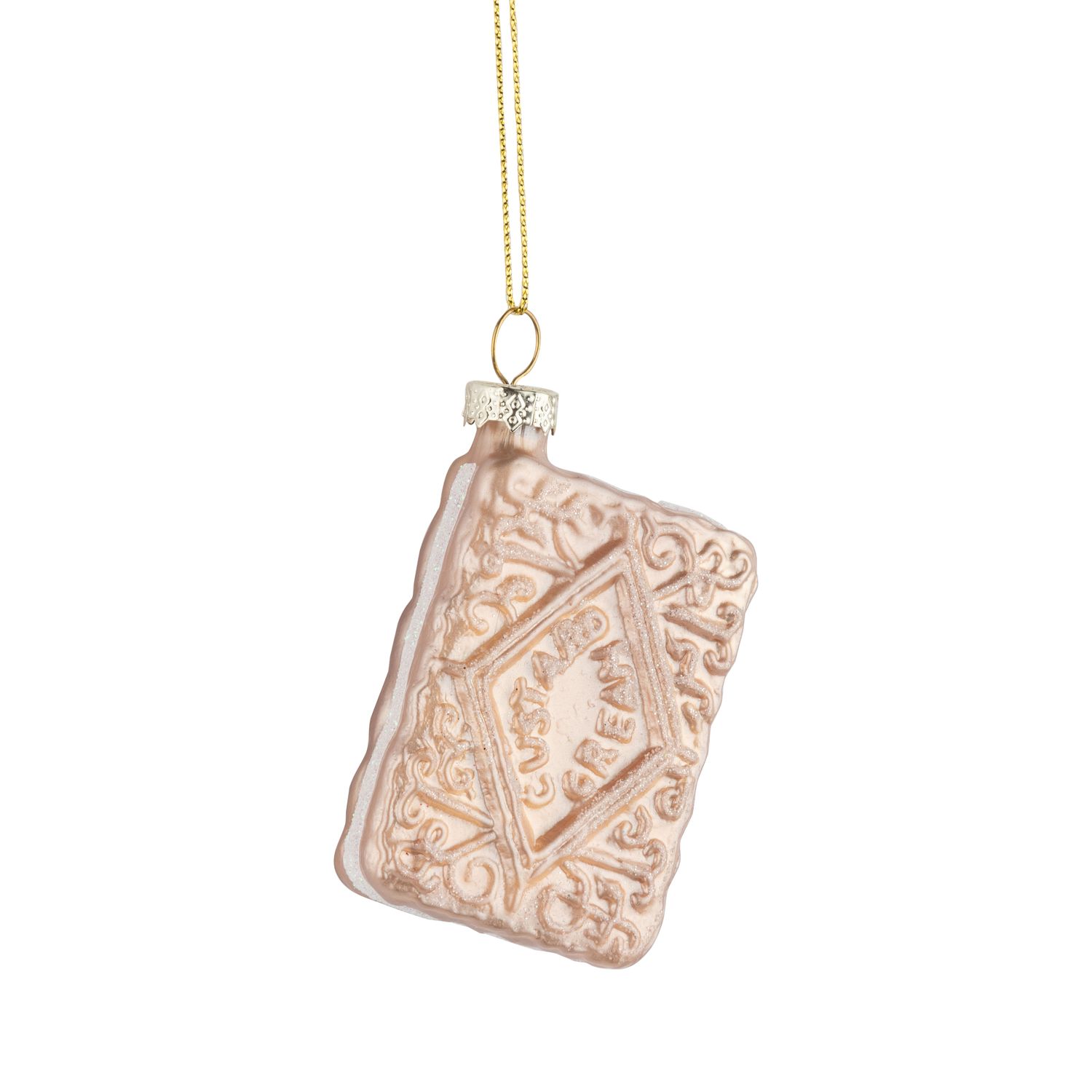 Glass wafer cream cookie ornament, 3 in  12      