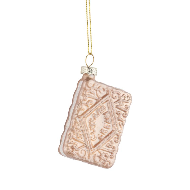 Glass wafer cream cookie ornament, 3 in  12      