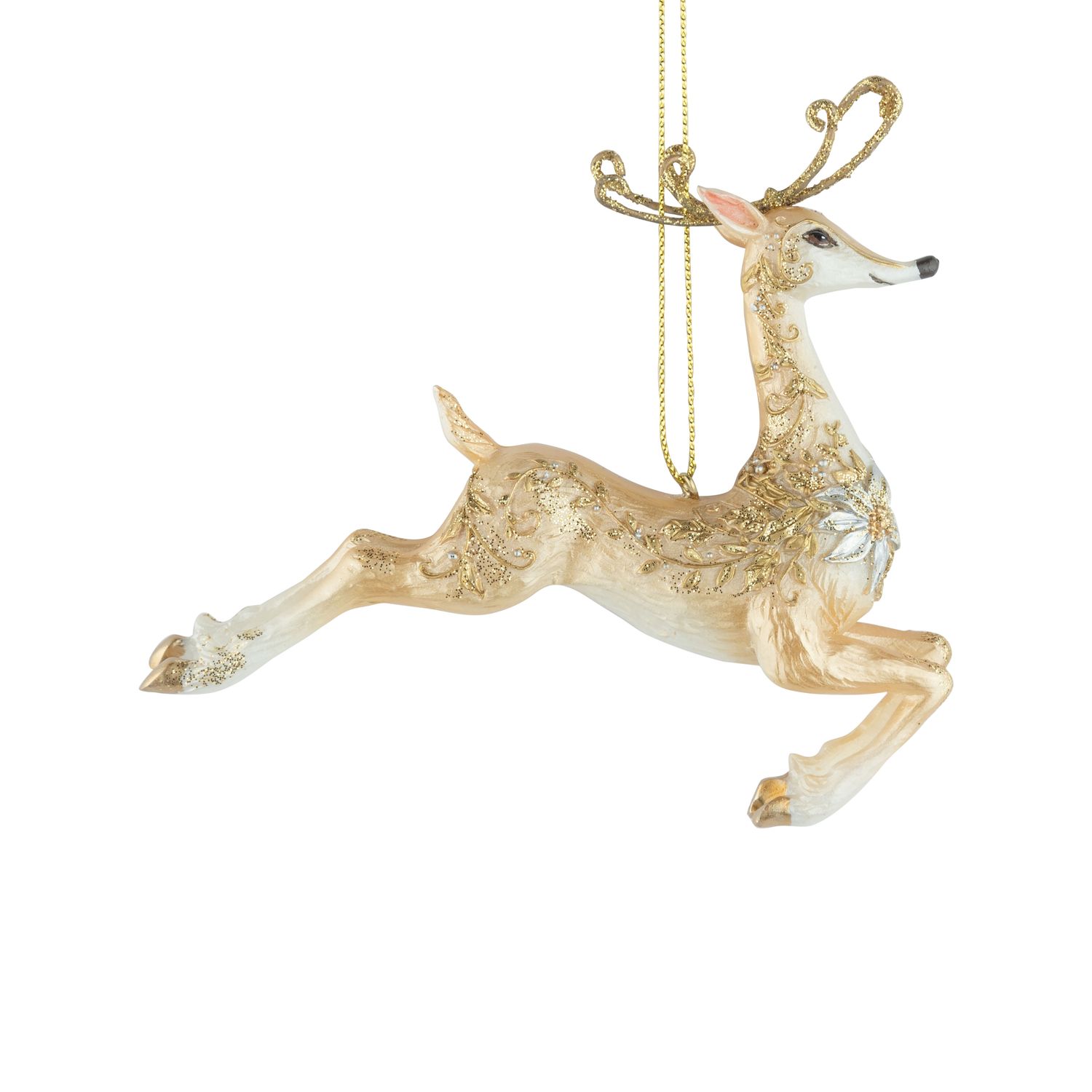 Painted resin stylized reindeer ornament, 4.5 in  12      