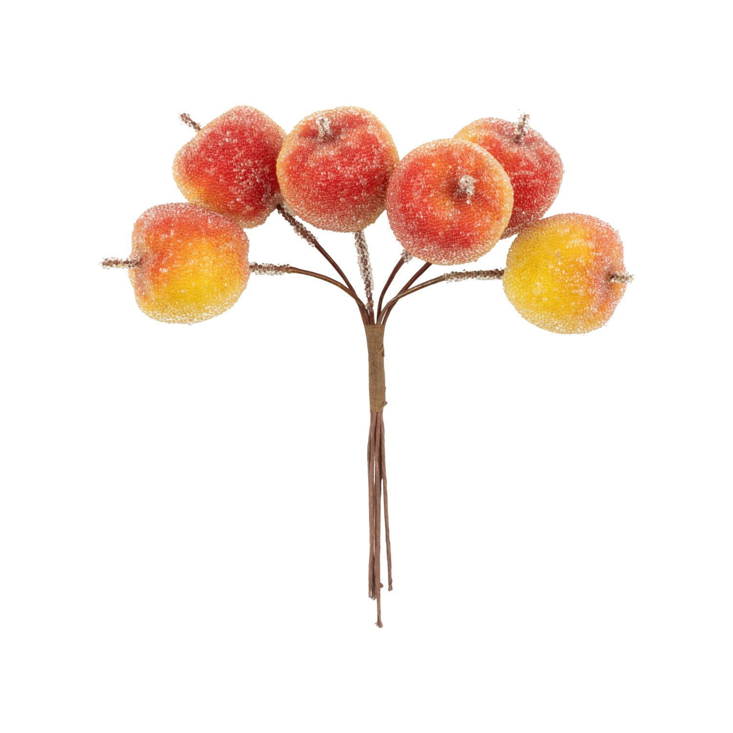 Cluster of 6 mini beaded yellow apple picks, 4 in  24      