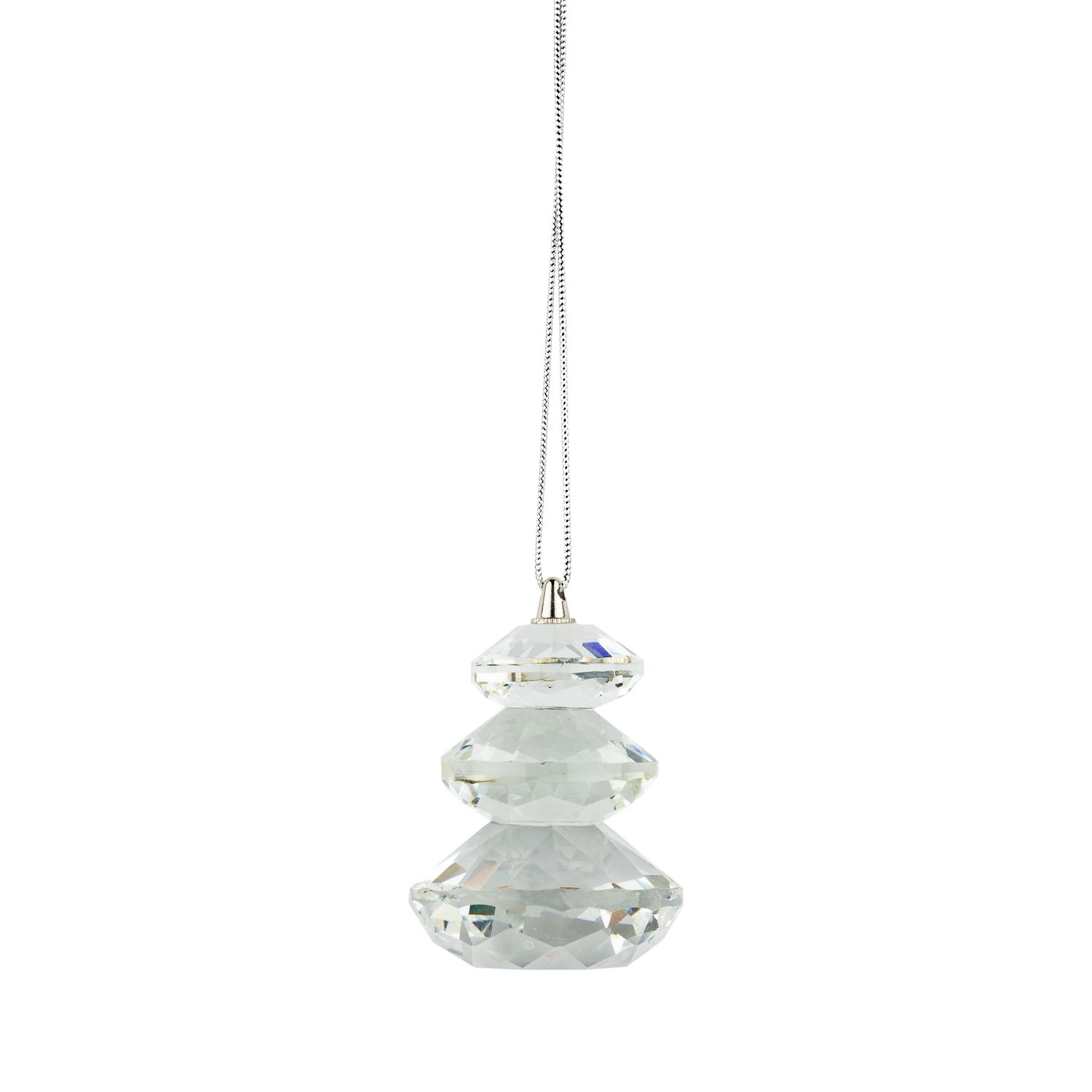 Solid glass mini tree ornament, clear 1.85 in  24      