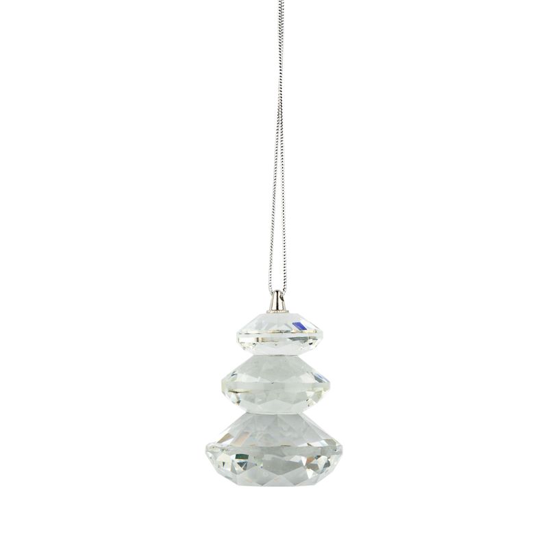 Solid glass mini tree ornament, clear 1.85 in  24      
