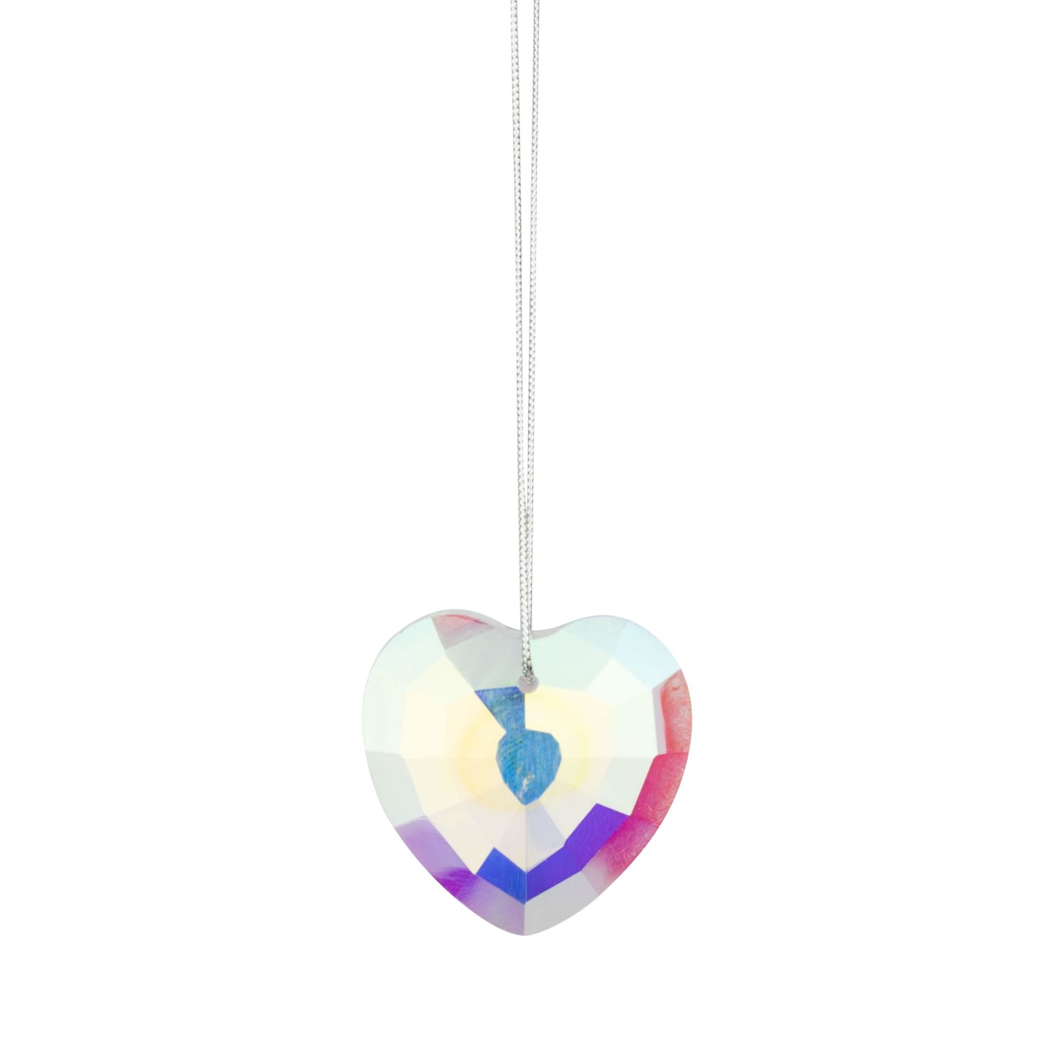 Clear iridescent cut glass heart ornament, 1.2 in  12      