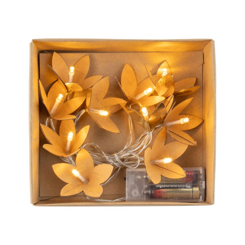 Gold paper flower LED garland, 63 in  3      