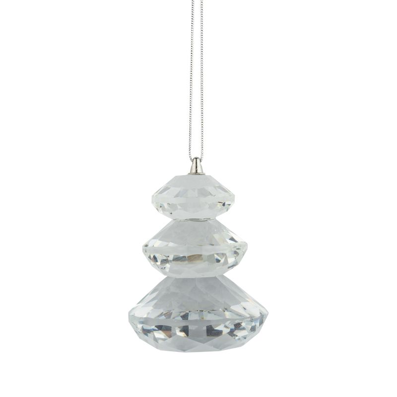 Solid glass mini tree ornament, clear, 2.35 in  12      
