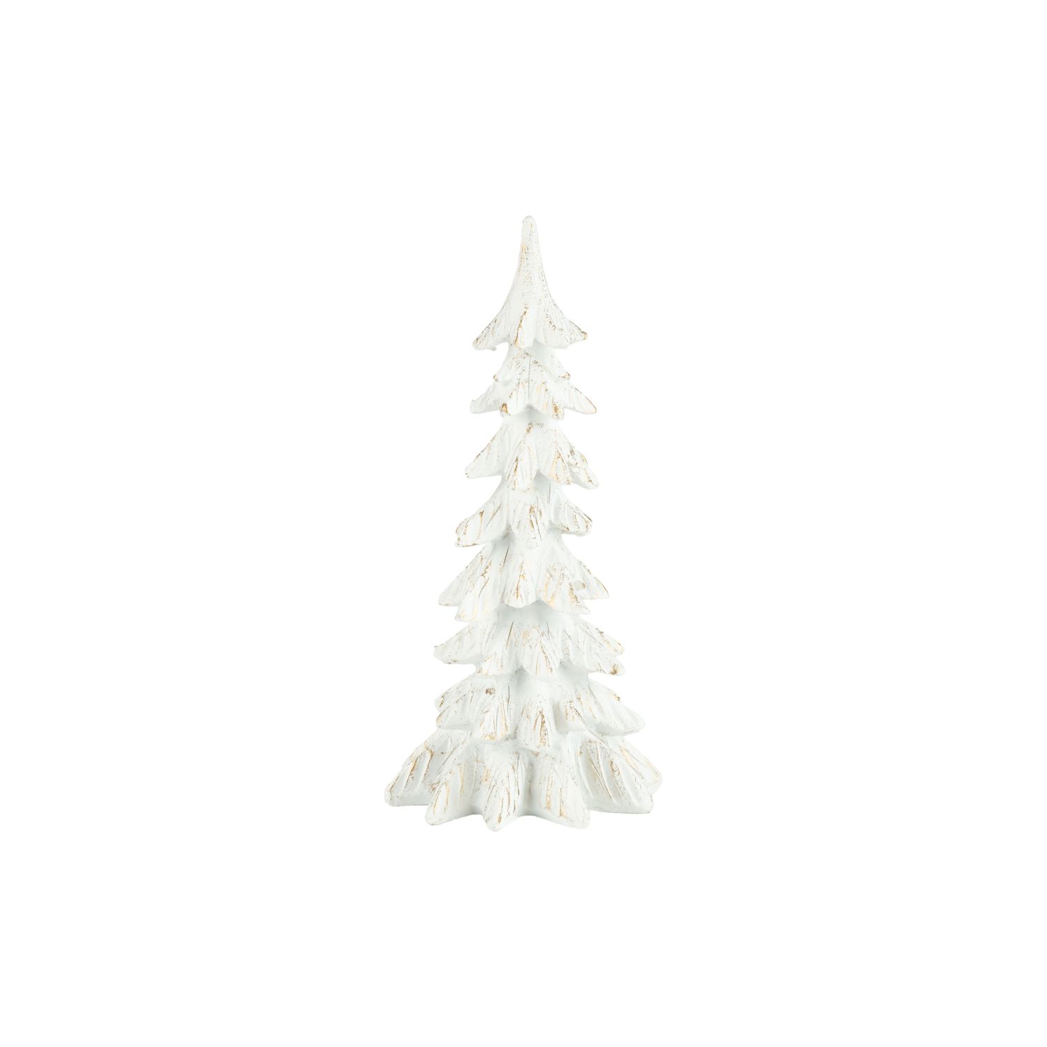 Painted resin slim spruce table top tree white with gold wash finish, 7.5 in  6      
