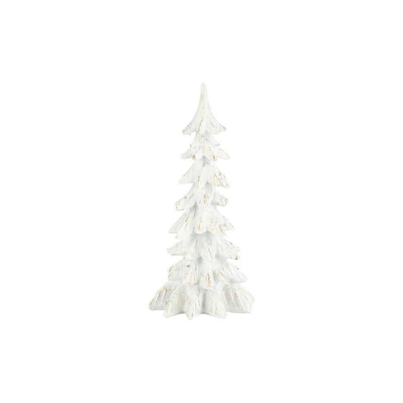 Painted resin slim spruce table top tree white with gold wash finish, 7.5 in  6      