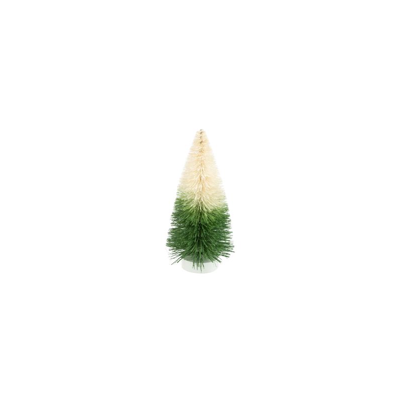 Ombre bristle tree, off-white to green, wood base, 6 in  8      