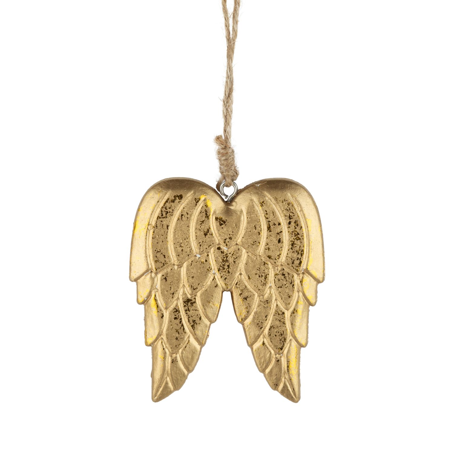 Gold painted wood angel wing ornament, 3 in  24      