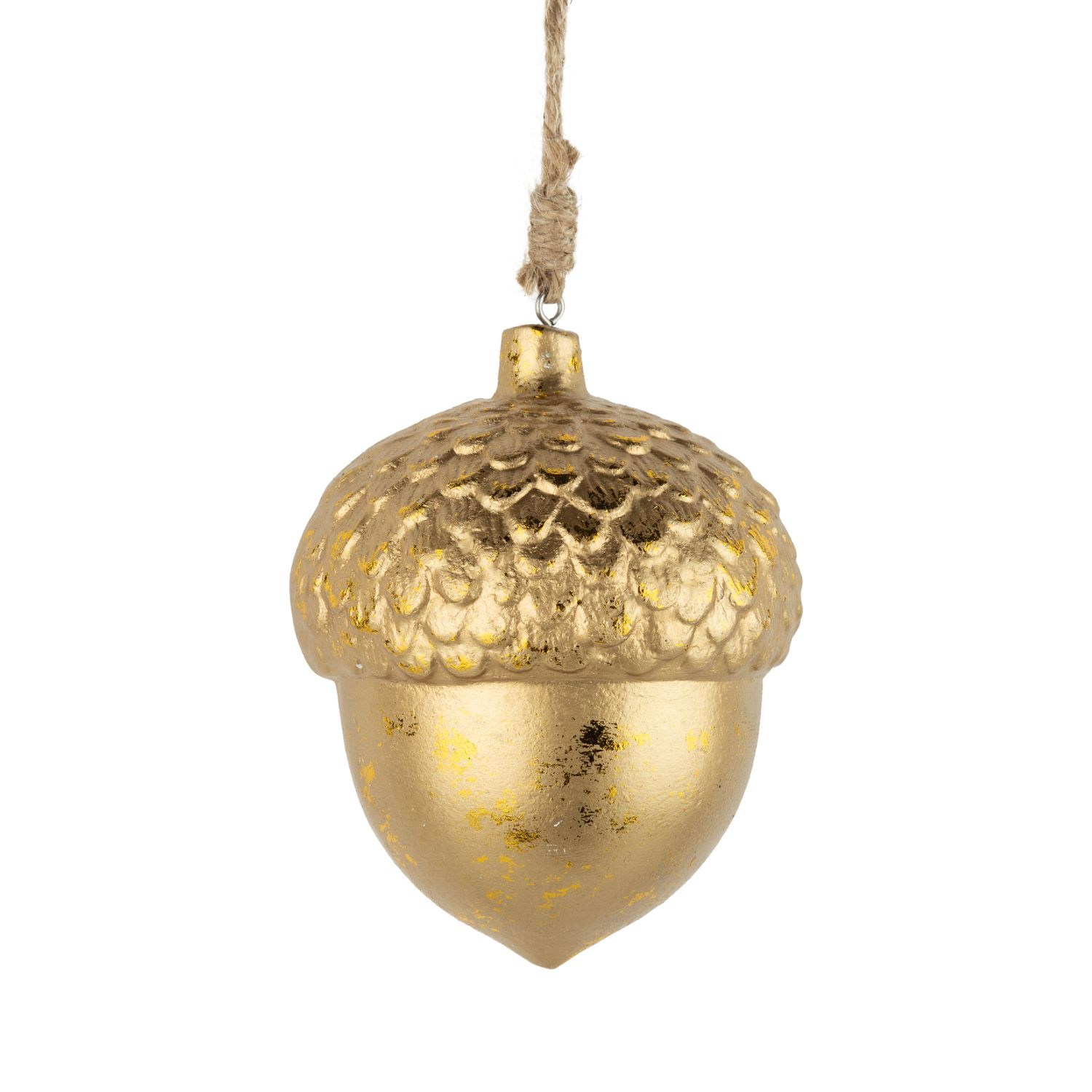 Hollow wood gold acorn ornament, 5 in  6      