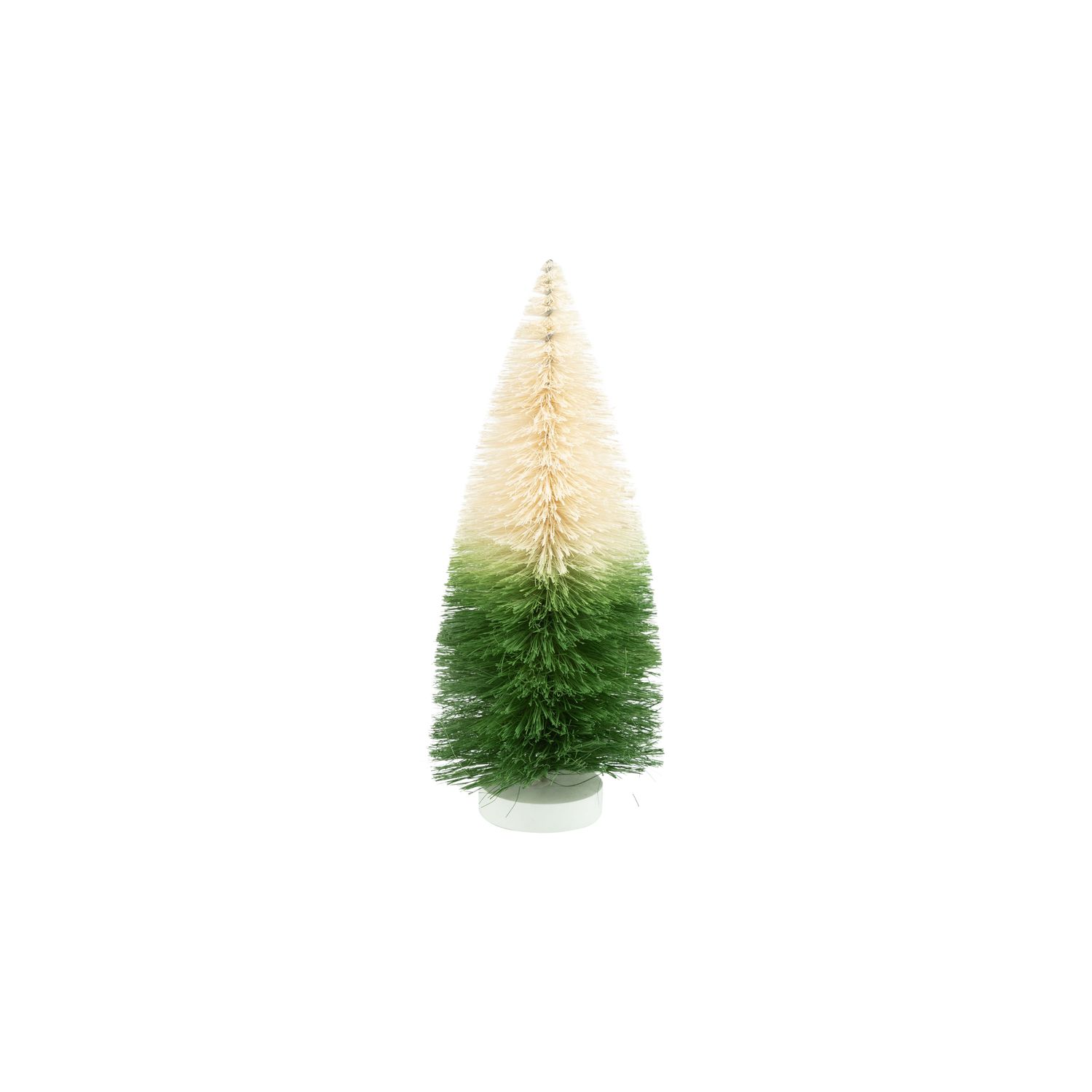 Ombre bristle tree, off-white to green, wood base, 9 in  6      