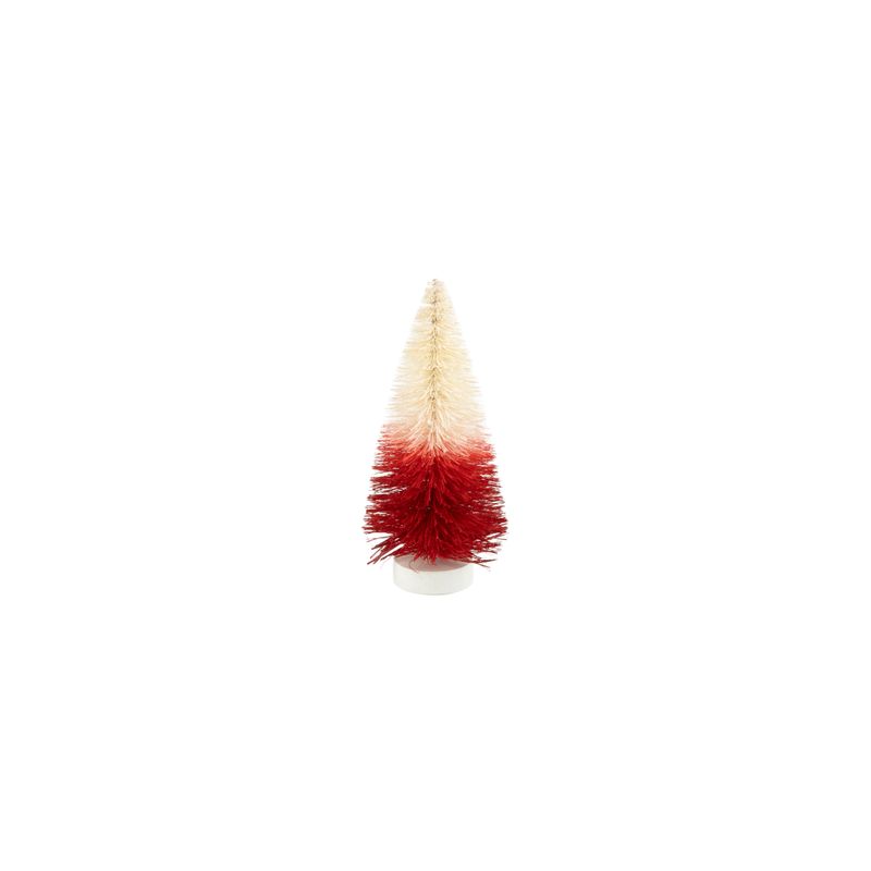 Ombre bristle tree, off-white to red, wood base, 6 in  8      