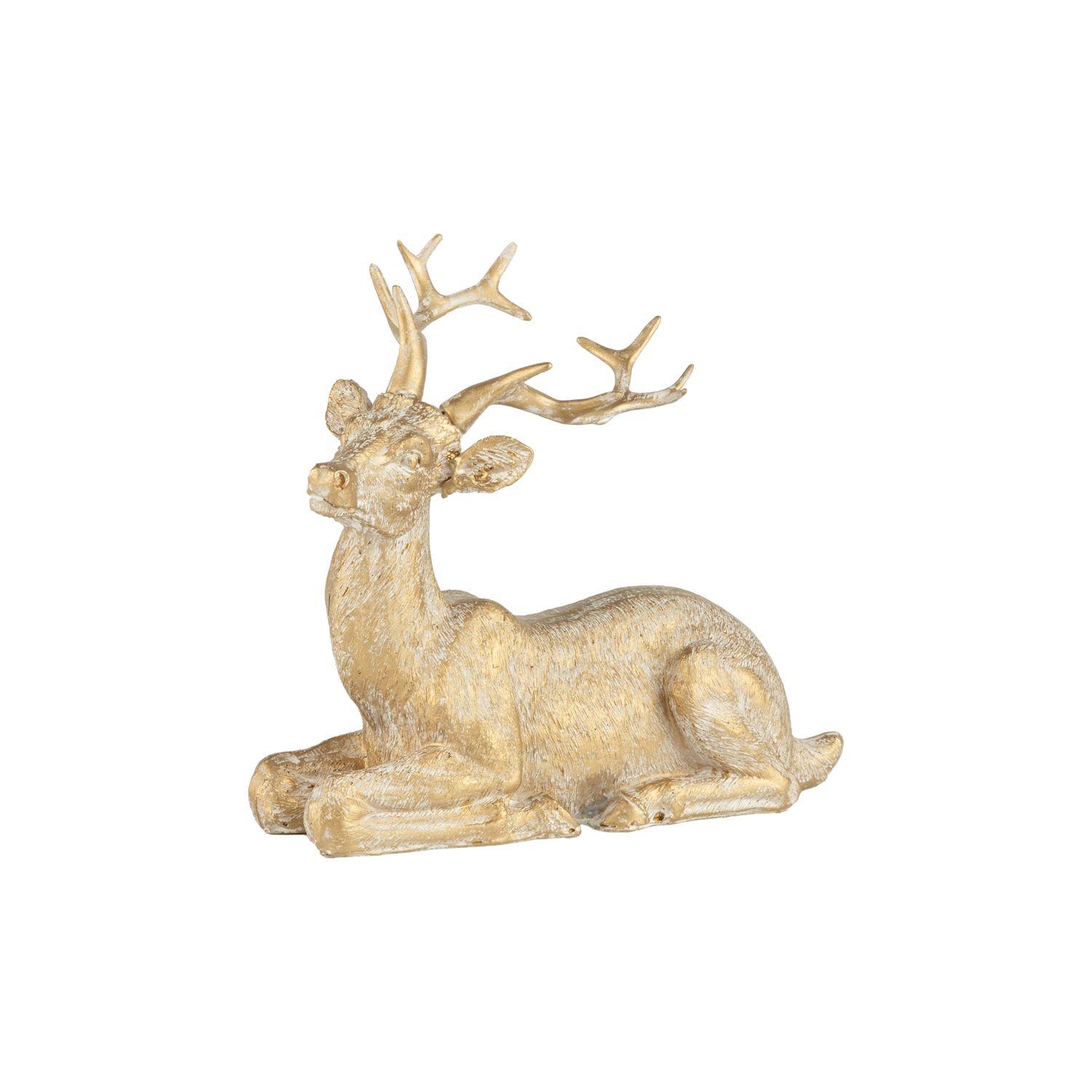Resin tabletop resting reindeer, gold with white wash finish, 5.5 in  2      