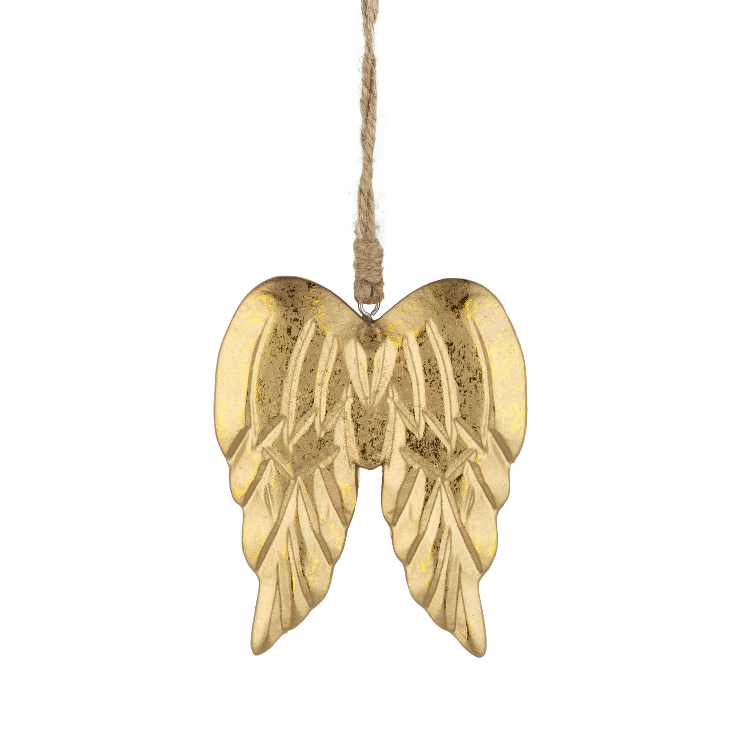 Gold painted wood angel wing ornament, 4.5 in  12      