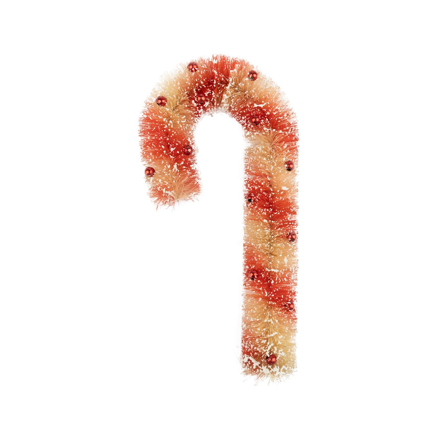Bristle candy cane ornament, striped with red beads, 9.75 in  8      