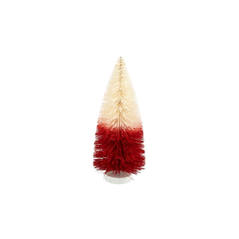 Ombre bristle tree, off-white to red, wood base, 9 in  6      