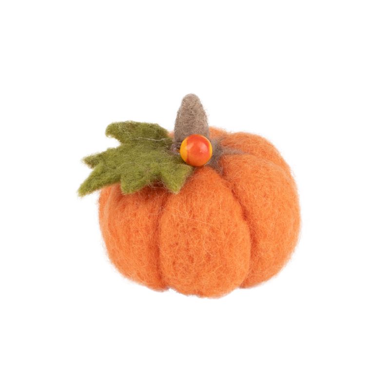 Orange felt pumpkin table piece with berry, 2.5x3 in  6      