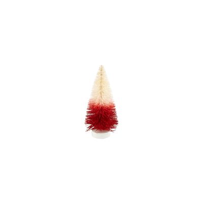 Ombre bristle tree, off-white to red, wood base, 6 in  8      