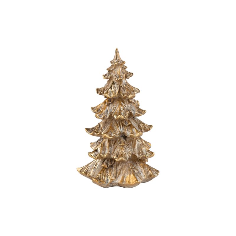 Antique gold finish resin fir tree table piece, 5 in  6      