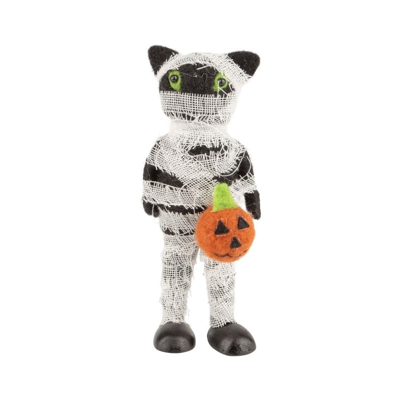 Black cat ornament in mummy outfit, 5 in  6      