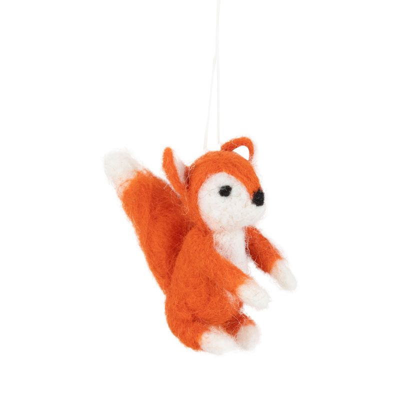 Orange felt fox ornament with white tail and ears, 2.5 in  12      