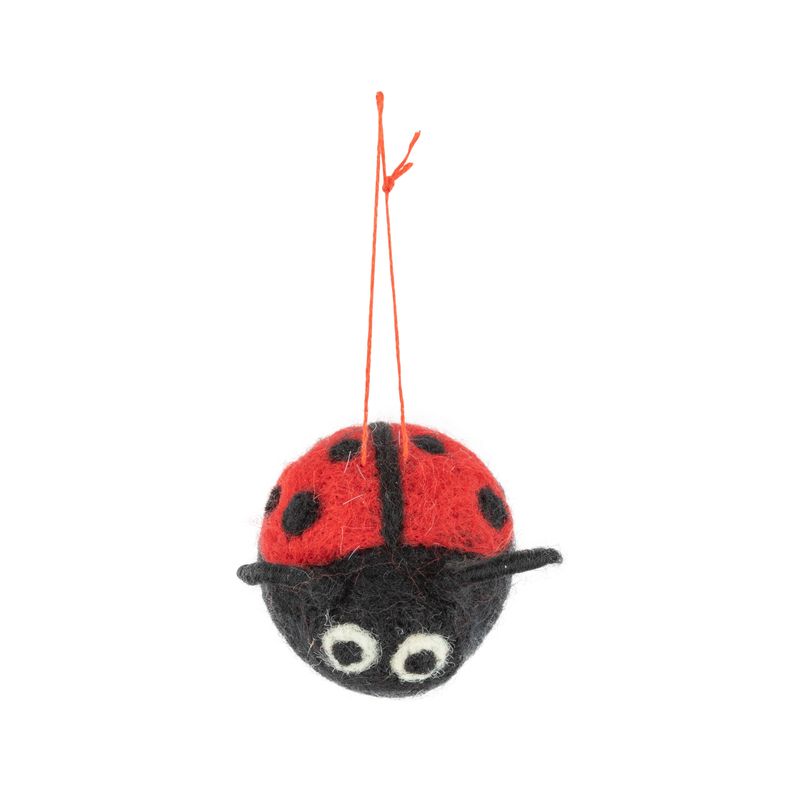 Red and black felt ladybug ornament, 2.5 in  12      