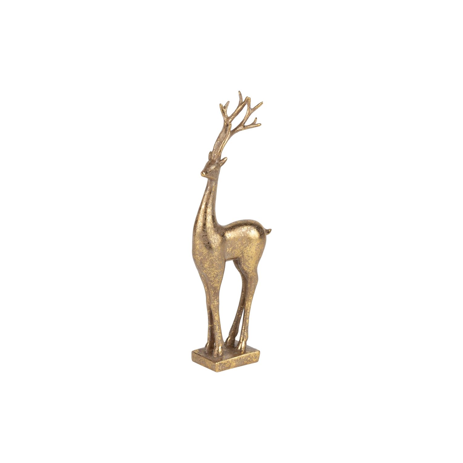 Antique gold finish resin reindeer table piece, 9 in  4      