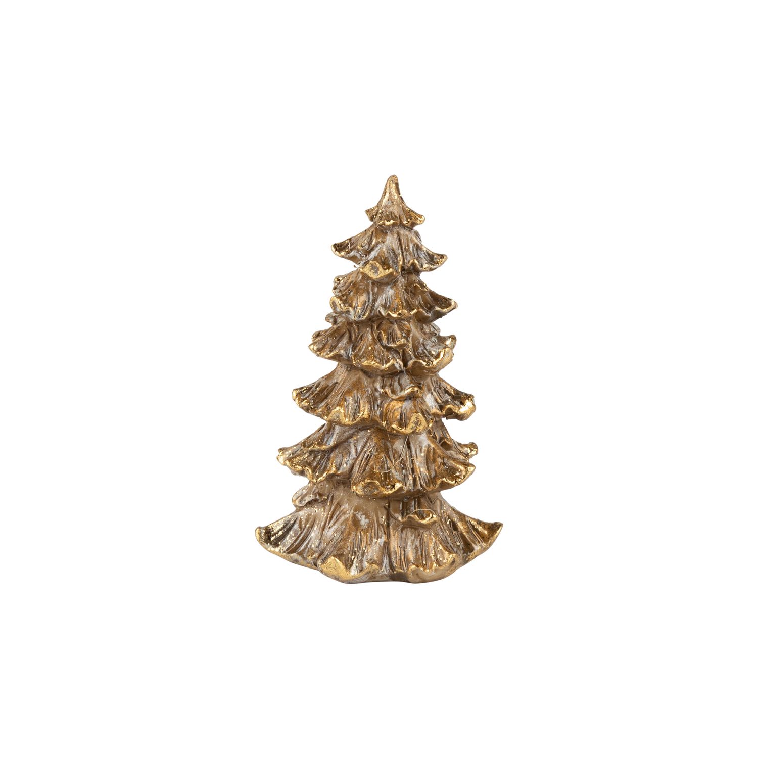 Antique gold finish resin fir tree table piece, 3 in  12      
