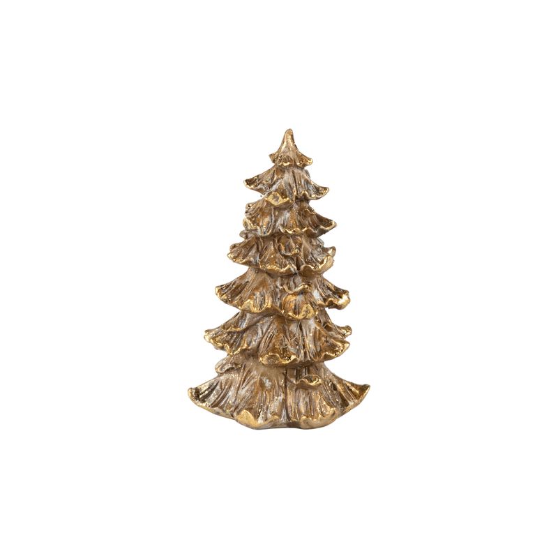 Antique gold finish resin fir tree table piece, 3 in  12      