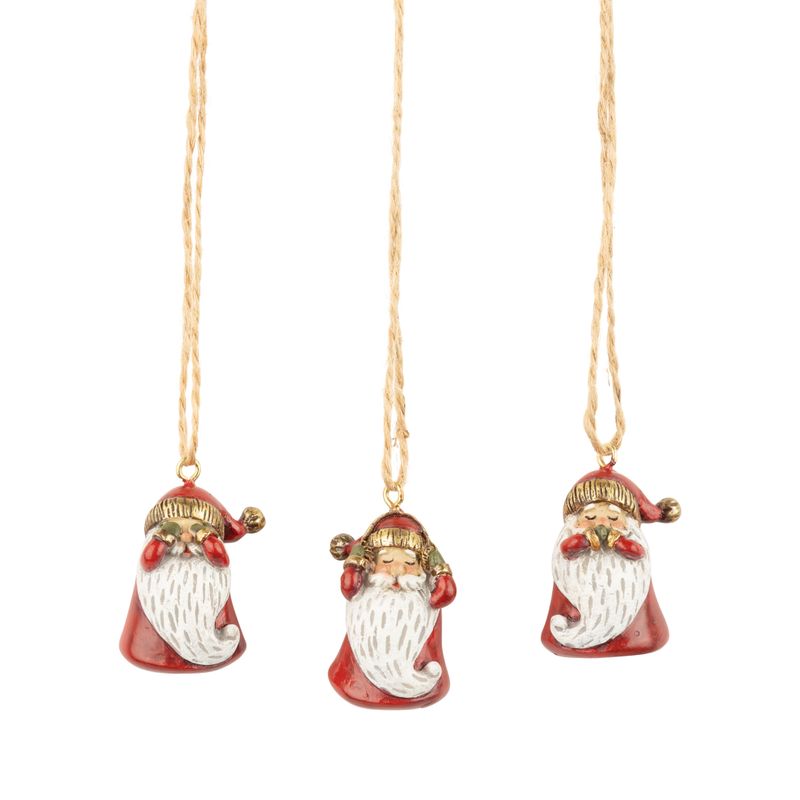 3 Asst&#39;d painted resin mini Santa ornaments, 1.5 in  24      
