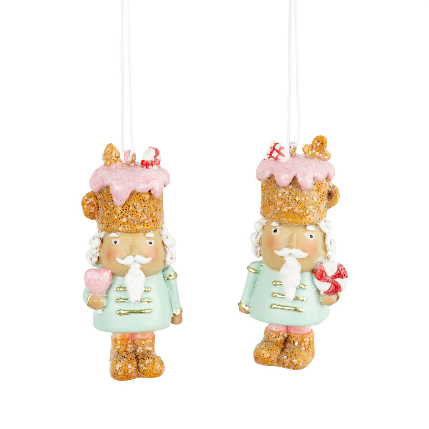 2 Asst&#39;d painted resin pastel candy nutcracker ornaments, 3 in  24      