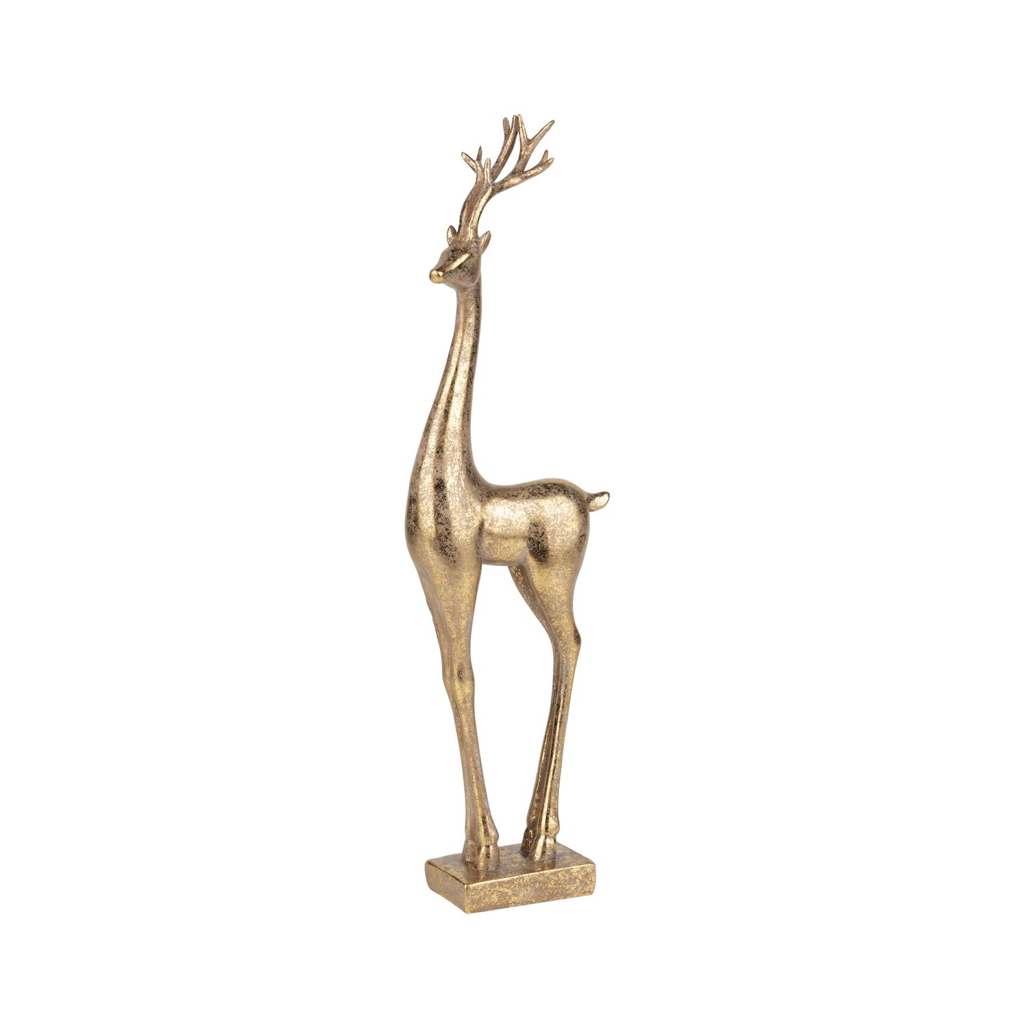 Antique gold finish resin reindeer table piece, 17 in  2      