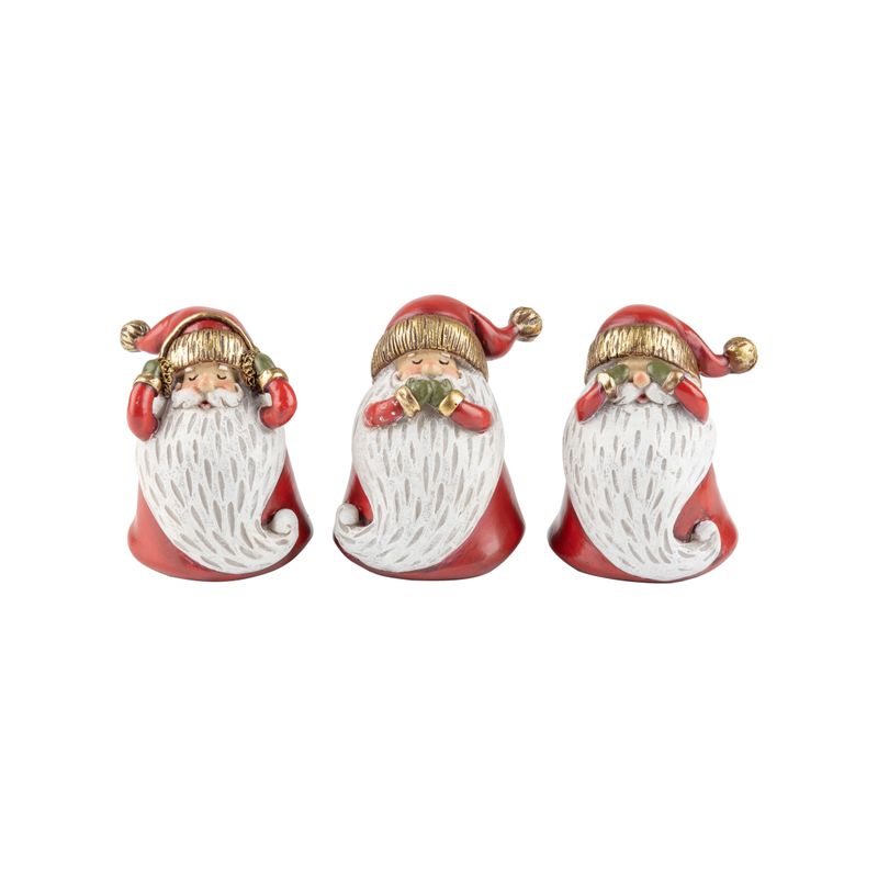 3 Asst&#39;d painted resin Santa table pieces, 3 in  12      