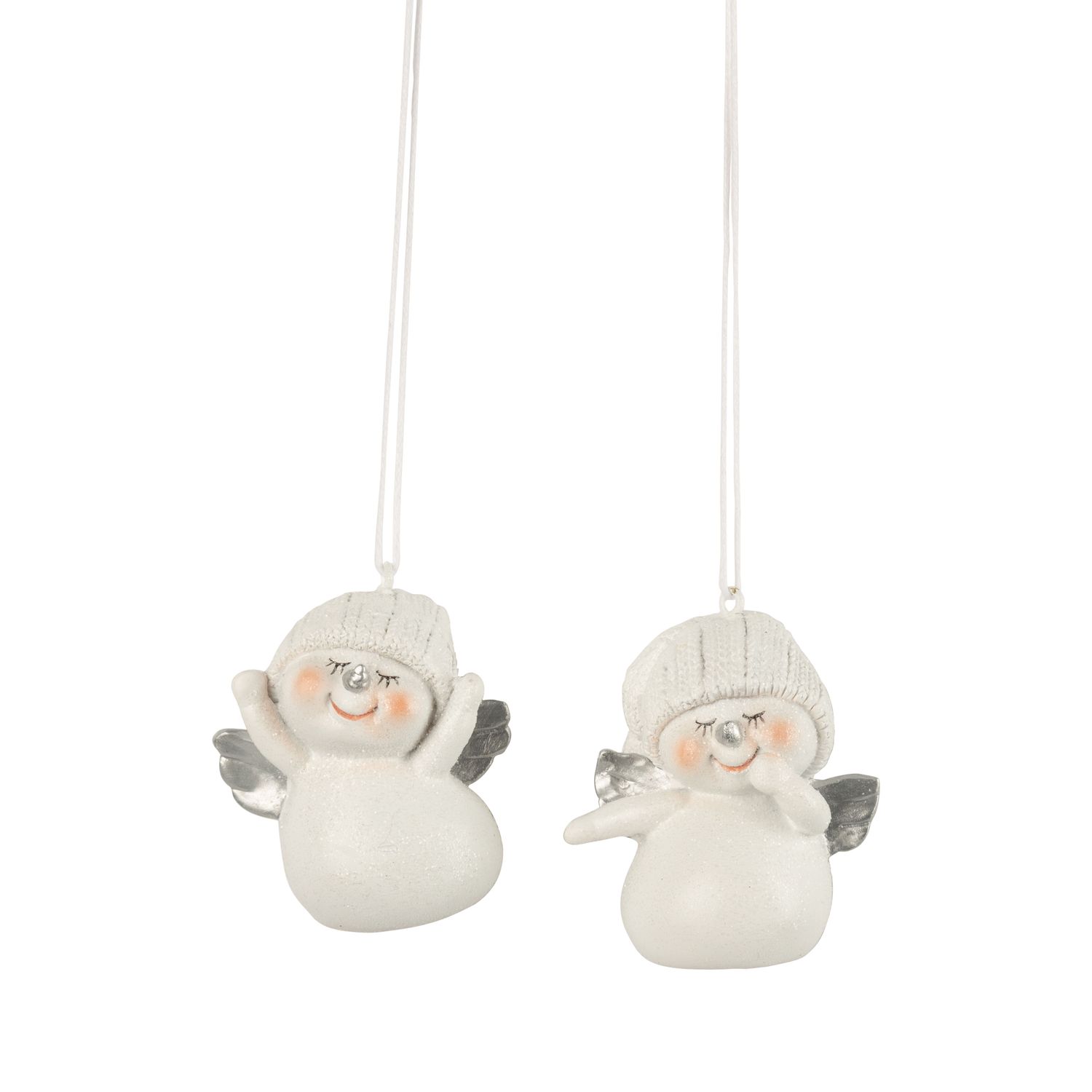 2 Asst&#39;d painted resin snow angels, white and silver, 2 in  16      