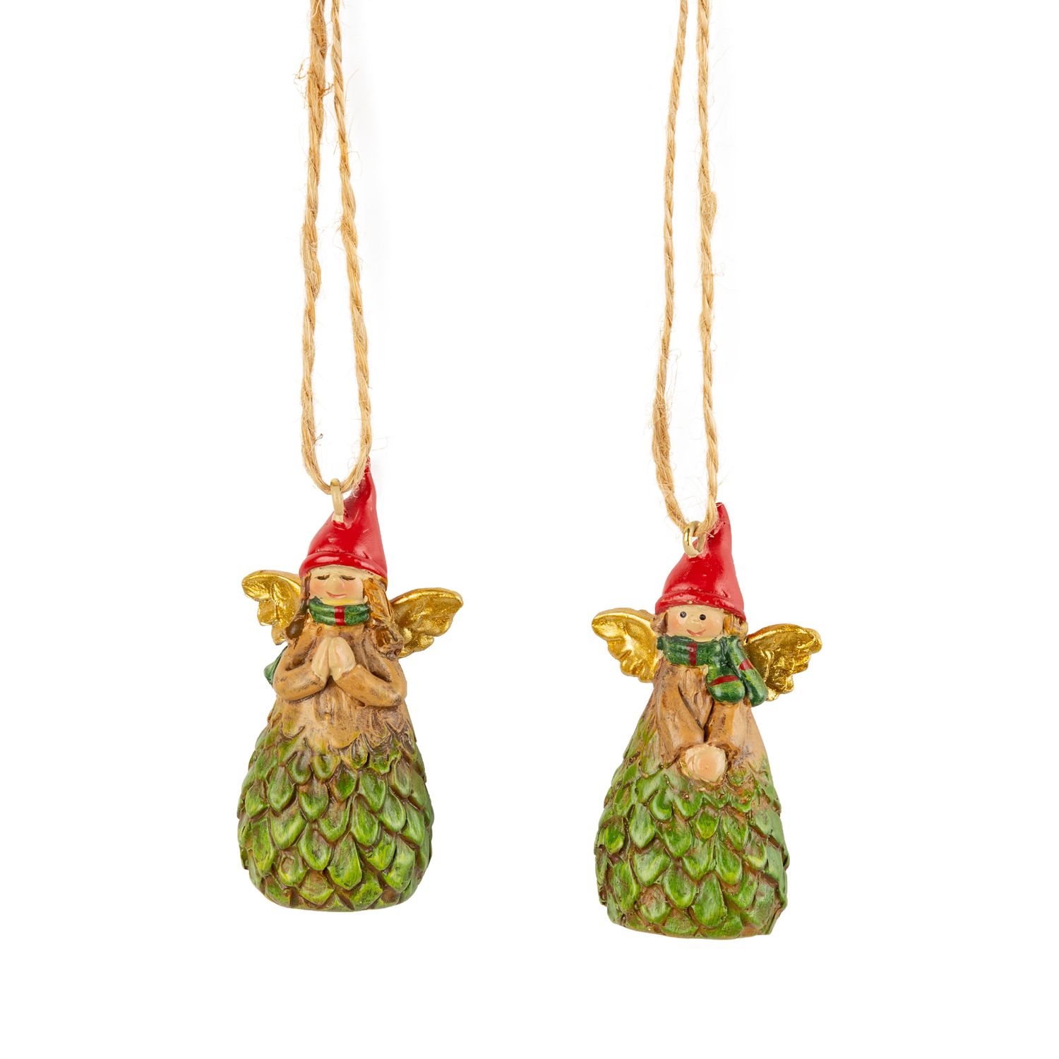 2 Asst&#39;d painted resin mini angel in tree dress ornaments, 2.2 in  24      