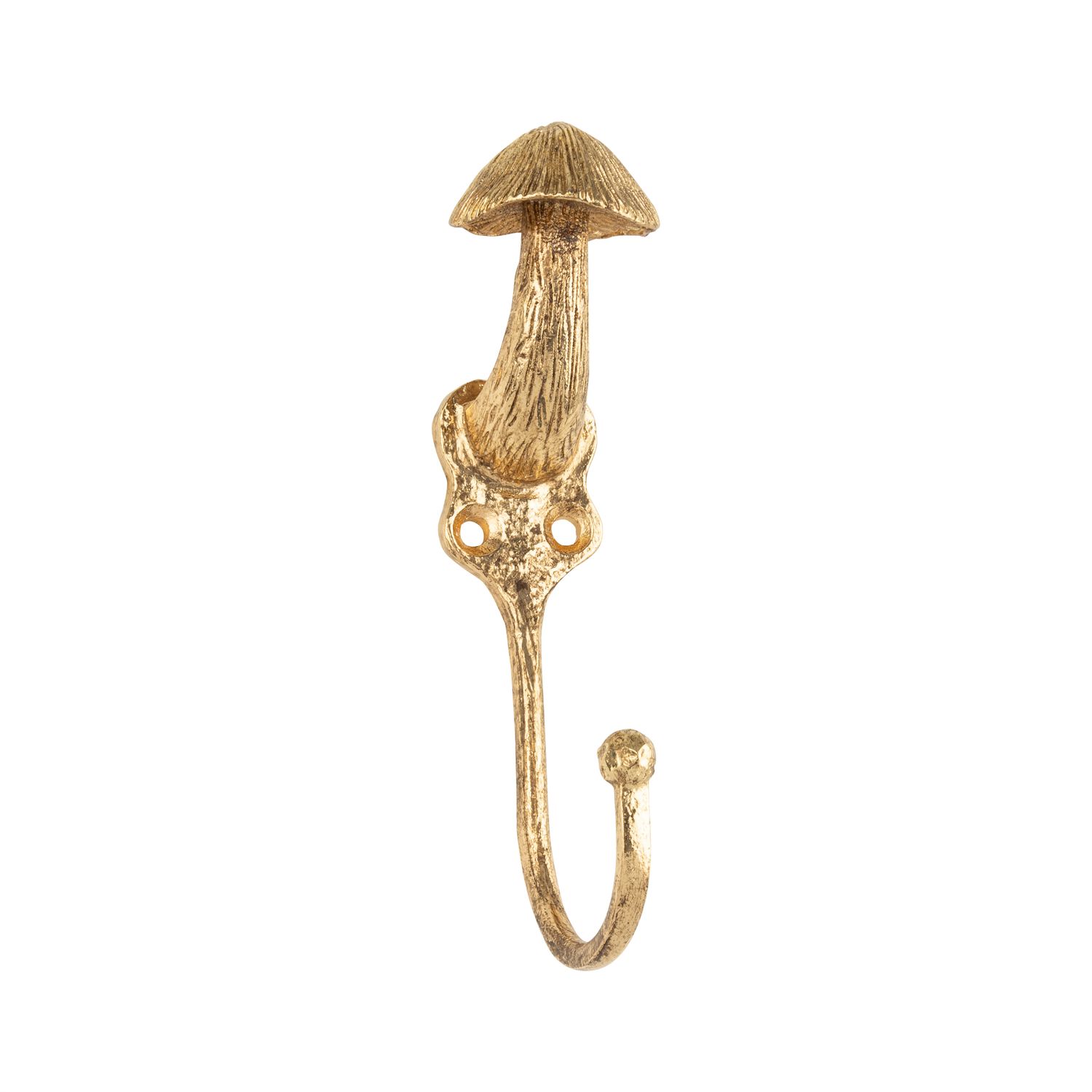 Gold electro plate cast pewter mushroom wall hook, 4.75 in  4      