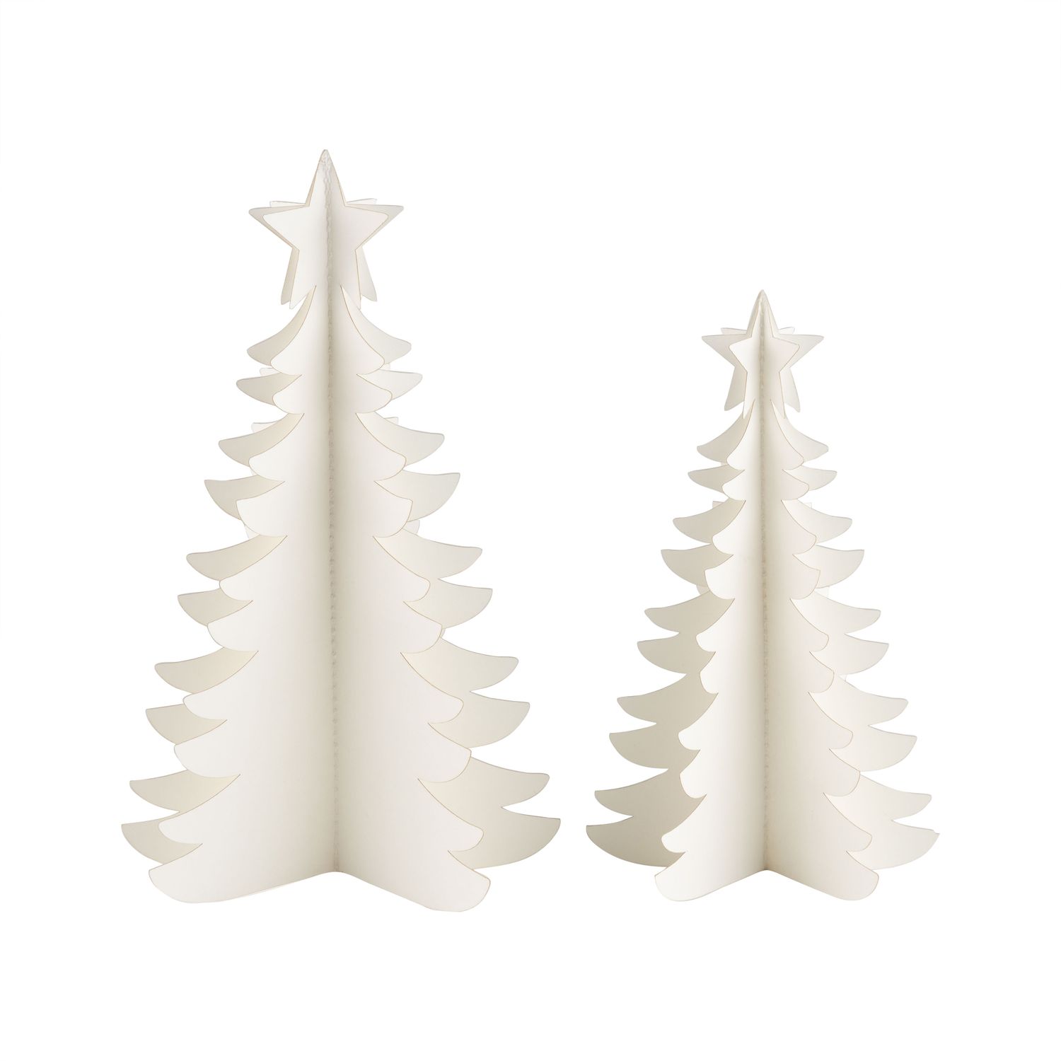 Set of 2 sewn white paper fir trees, 9+7.5 in  24      