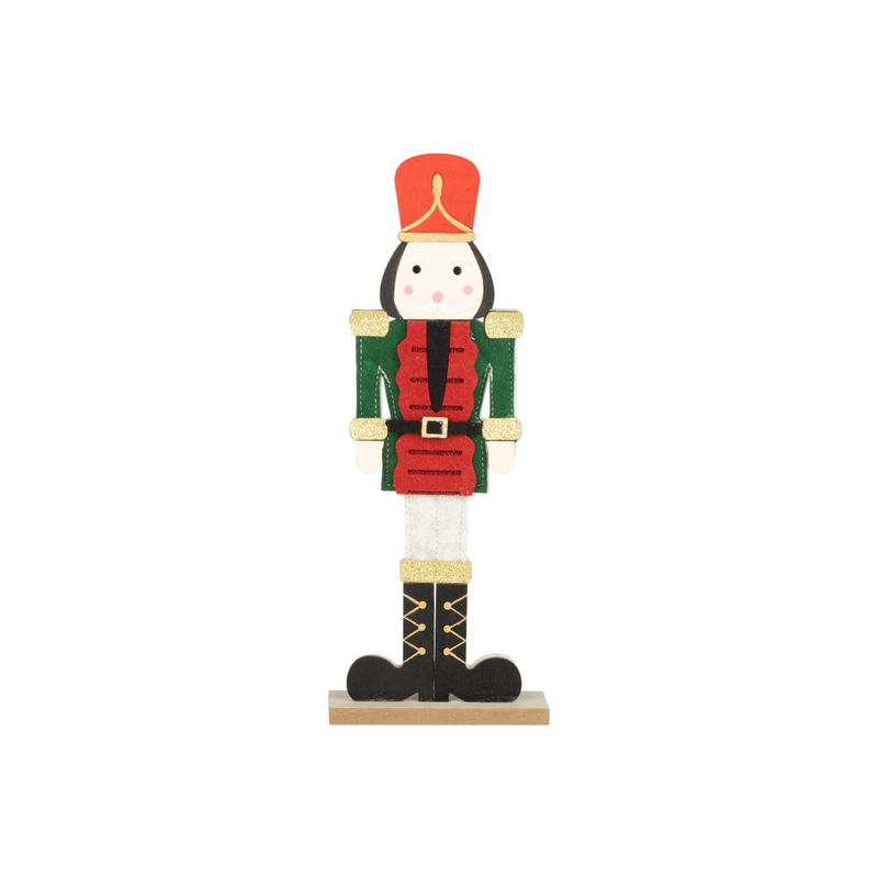 Painted wood and felt nutcracker table piece, 12 in  6      