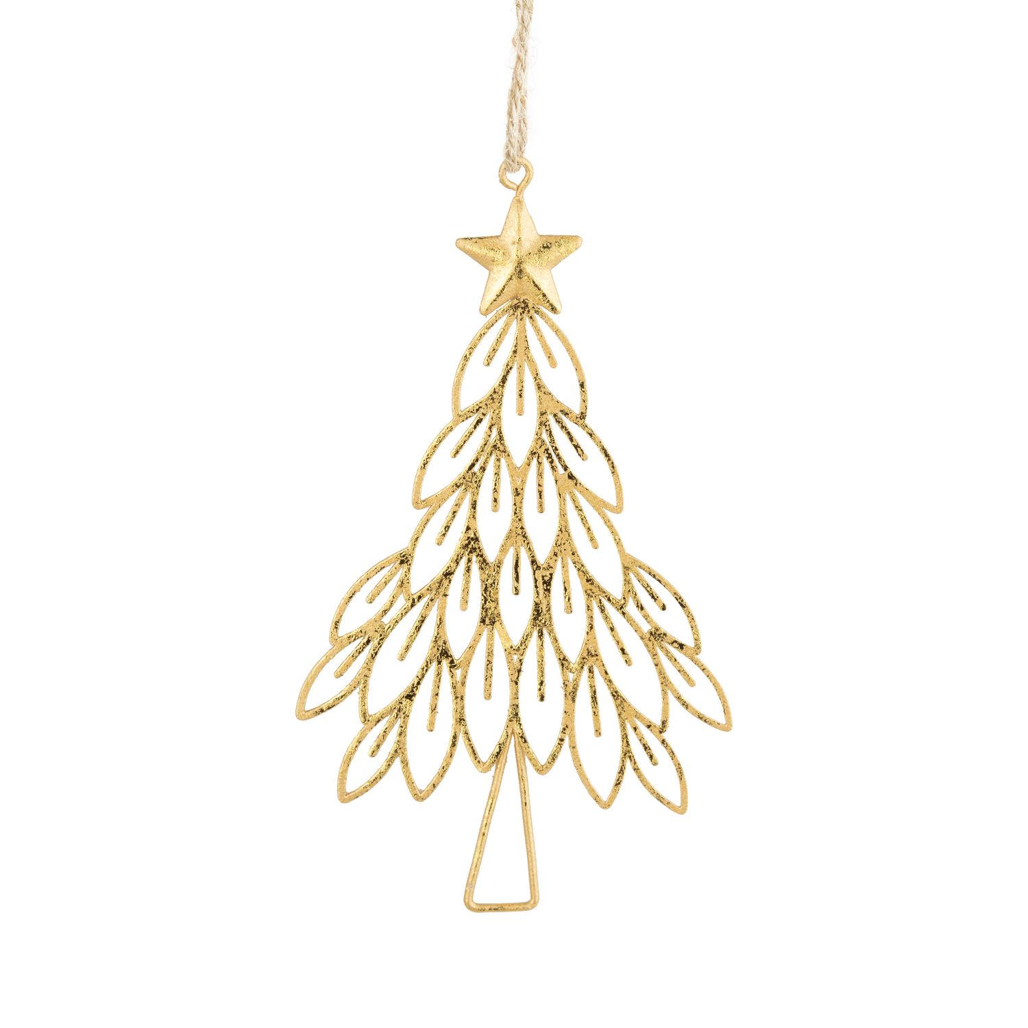 Gold foiled metal stylized tree outline ornament, 6 in  12      