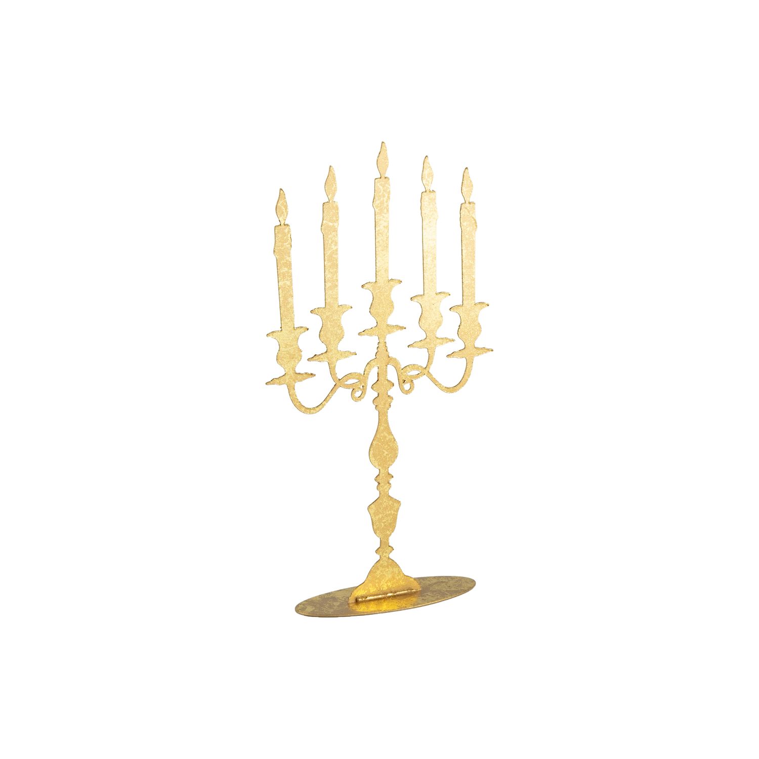 Gold foiled metal Candelabra silhouette table piece, 10 in  6      
