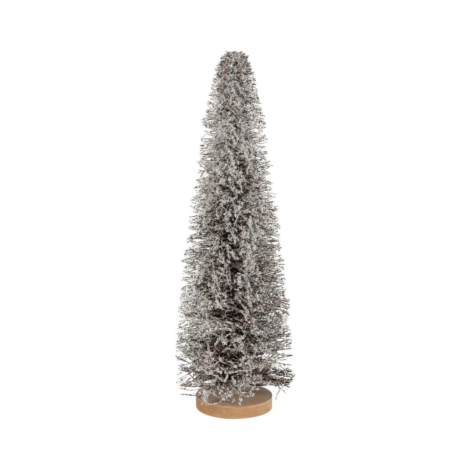 Frosted salem bottle brush tree with wood base, brown, 20 in  4