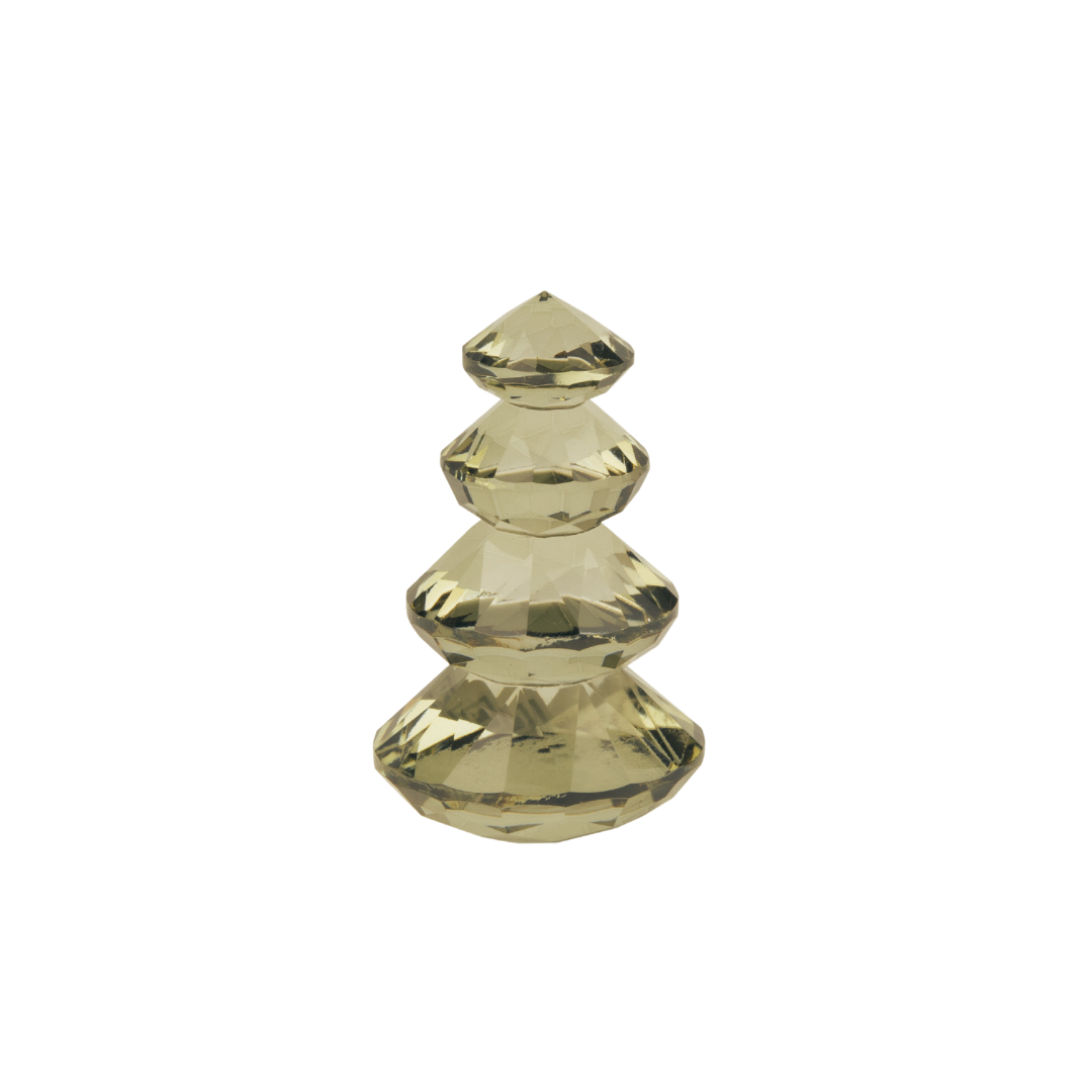 Solid cut glass tiered tree, brown, 3 in  6            