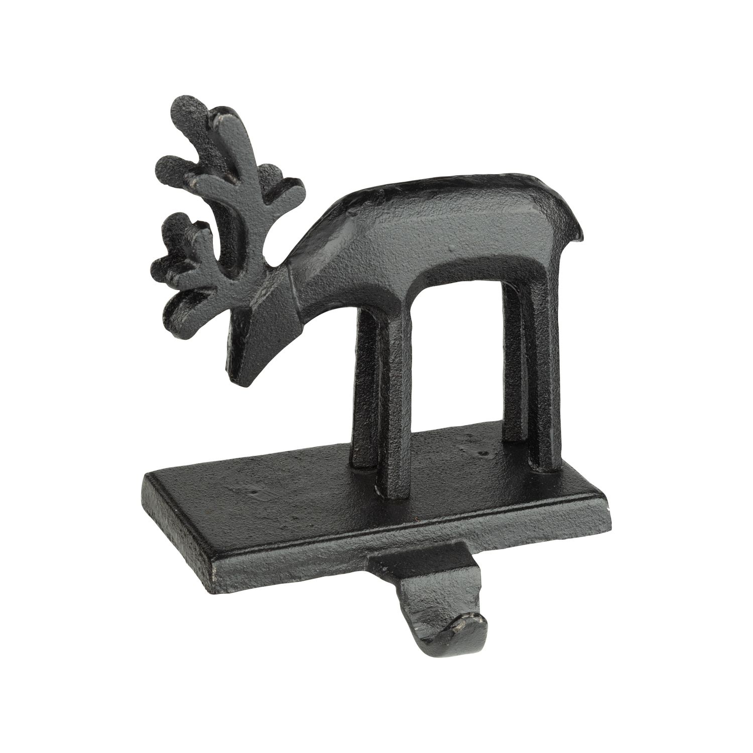 Cast iron stocking holder, standing reindeer, black, 6.25 in  3      