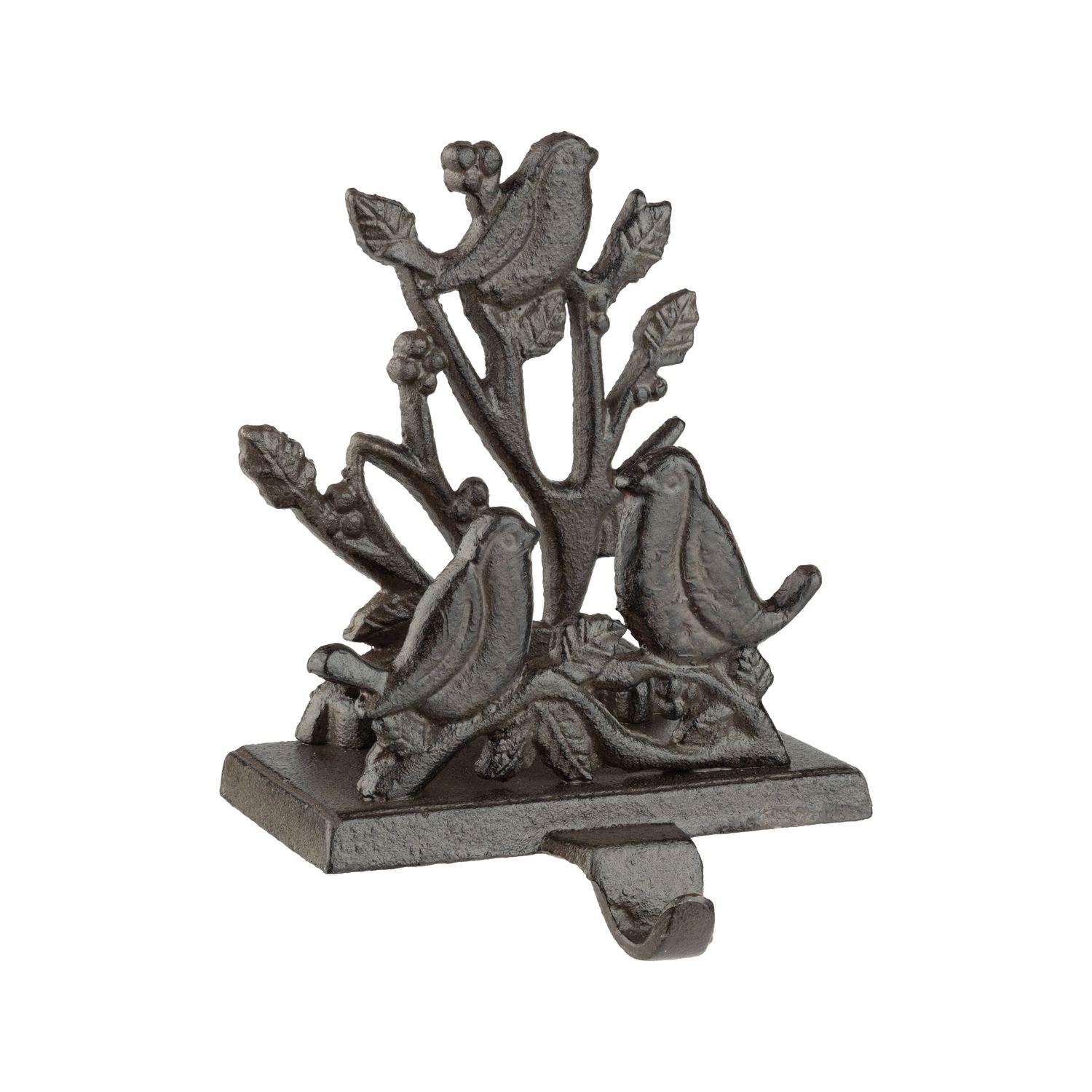 Cast iron stocking holder, tree and cardinals, 6.75 in  6      