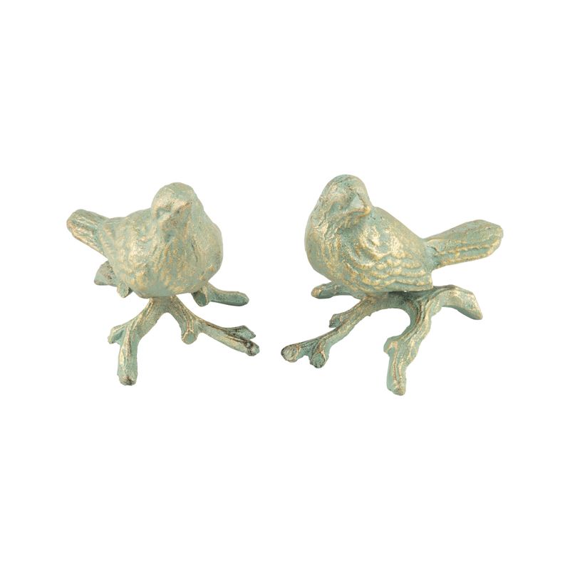 2 Asst&#39;d cast iron bird table pieces, verdigris and gold, 5 in  8      