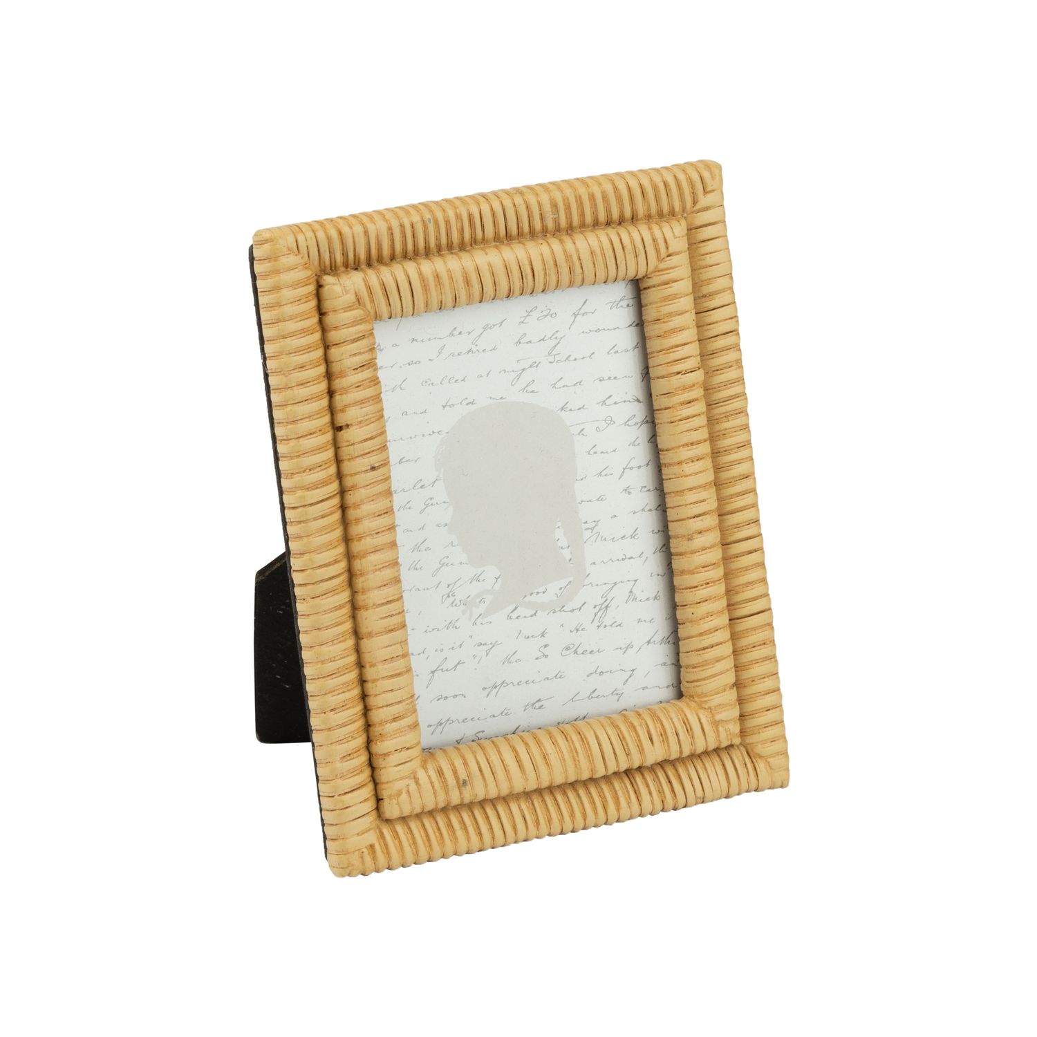 Painted resin mini picture frame, faux rattan finish, pale straw colour, holds 2.5x3.5 in photo  6       