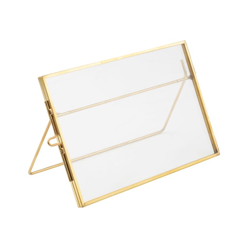 Glass and gold metal rectangular photo frame with stand holds, 6x4 photo  6       