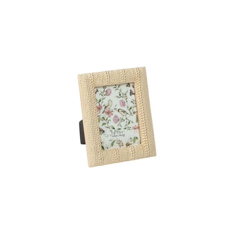 Multi size bead pattern resin mini picture frame, gold with white wash, holds 2.5x3.5 in photo  6       