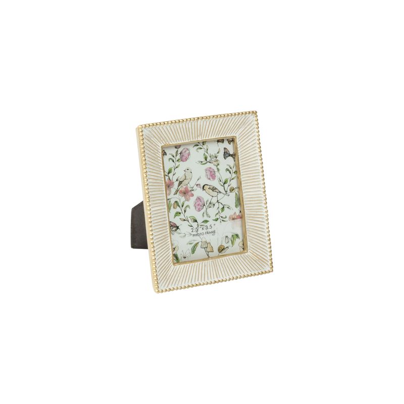 Embossed fan pattern resin mini picture frame, antique white hold 2.5x3.5 in photo  6       