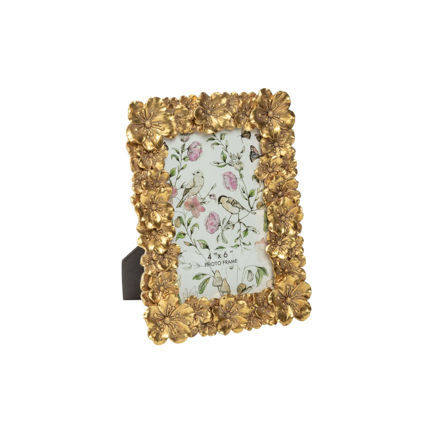 3D floral bright gold resin photo frame, holds 4x6 in photo  4      